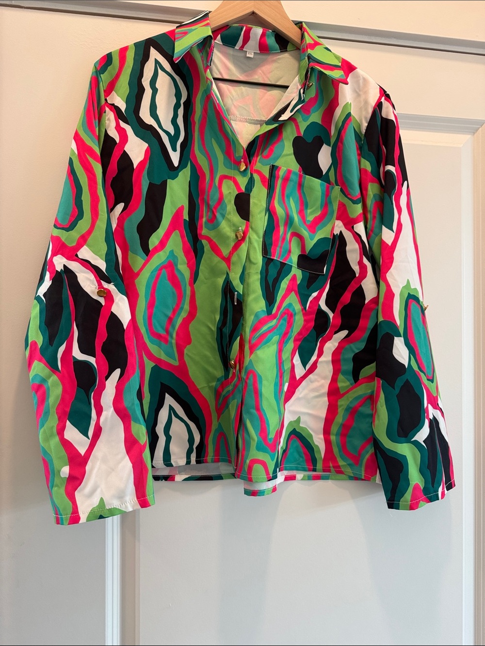 Source Unknown Multicolor Abstract Print Button-Down Shirt